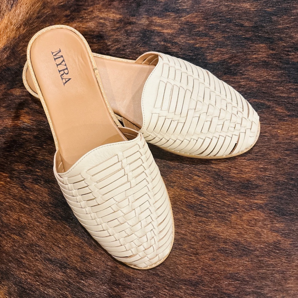 Myra Bag Women's Ivory Woven Mules